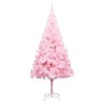 vidaXL Brad Crăciun pre-iluminat cu set globuri, roz, 210 cm, PVC vidaXL Brad Crăciun pre-iluminat cu set globuri, roz, 210 cm, PVC