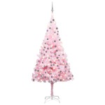vidaXL Brad Crăciun pre-iluminat cu set globuri, roz, 240 cm, PVC vidaXL Brad Crăciun pre-iluminat cu set globuri, roz, 240 cm, PVC