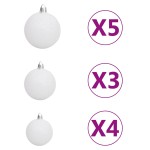 vidaXL Brad Crăciun pre-iluminat artificial, set globuri, alb, 180 cm vidaXL Brad Crăciun pre-iluminat artificial, set globuri, alb, 180 cm