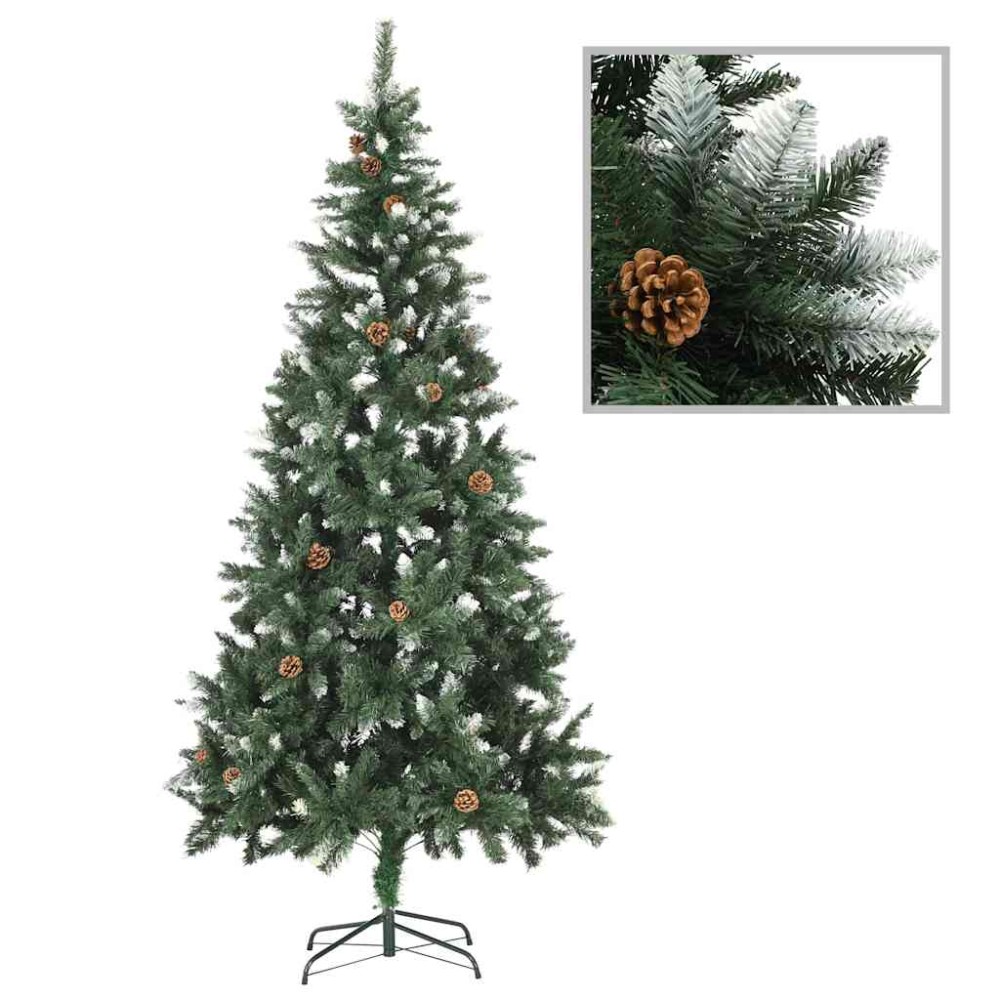 vidaXL Brad Crăciun artificial pre-iluminat globuri/conuri pin 210 cm