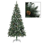 vidaXL Brad Crăciun artificial pre-iluminat globuri/conuri pin 210 cm vidaXL Brad Crăciun artificial pre-iluminat globuri/conuri pin 210 cm