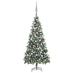 vidaXL Brad Crăciun artificial pre-iluminat globuri/conuri pin 210 cm vidaXL Brad Crăciun artificial pre-iluminat globuri/conuri pin 210 cm