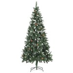 vidaXL Brad Crăciun artificial pre-iluminat globuri/conuri pin 210 cm vidaXL Brad Crăciun artificial pre-iluminat globuri/conuri pin 210 cm