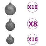 vidaXL Brad Crăciun artificial pre-iluminat globuri/conuri pin 210 cm vidaXL Brad Crăciun artificial pre-iluminat globuri/conuri pin 210 cm