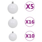 vidaXL Brad Crăciun artificial pre-iluminat globuri/conuri pin 210 cm vidaXL Brad Crăciun artificial pre-iluminat globuri/conuri pin 210 cm