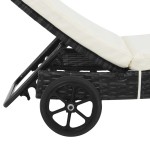 vidaXL Șezlonguri cu roți și perne, 2 buc., negru, poliratan