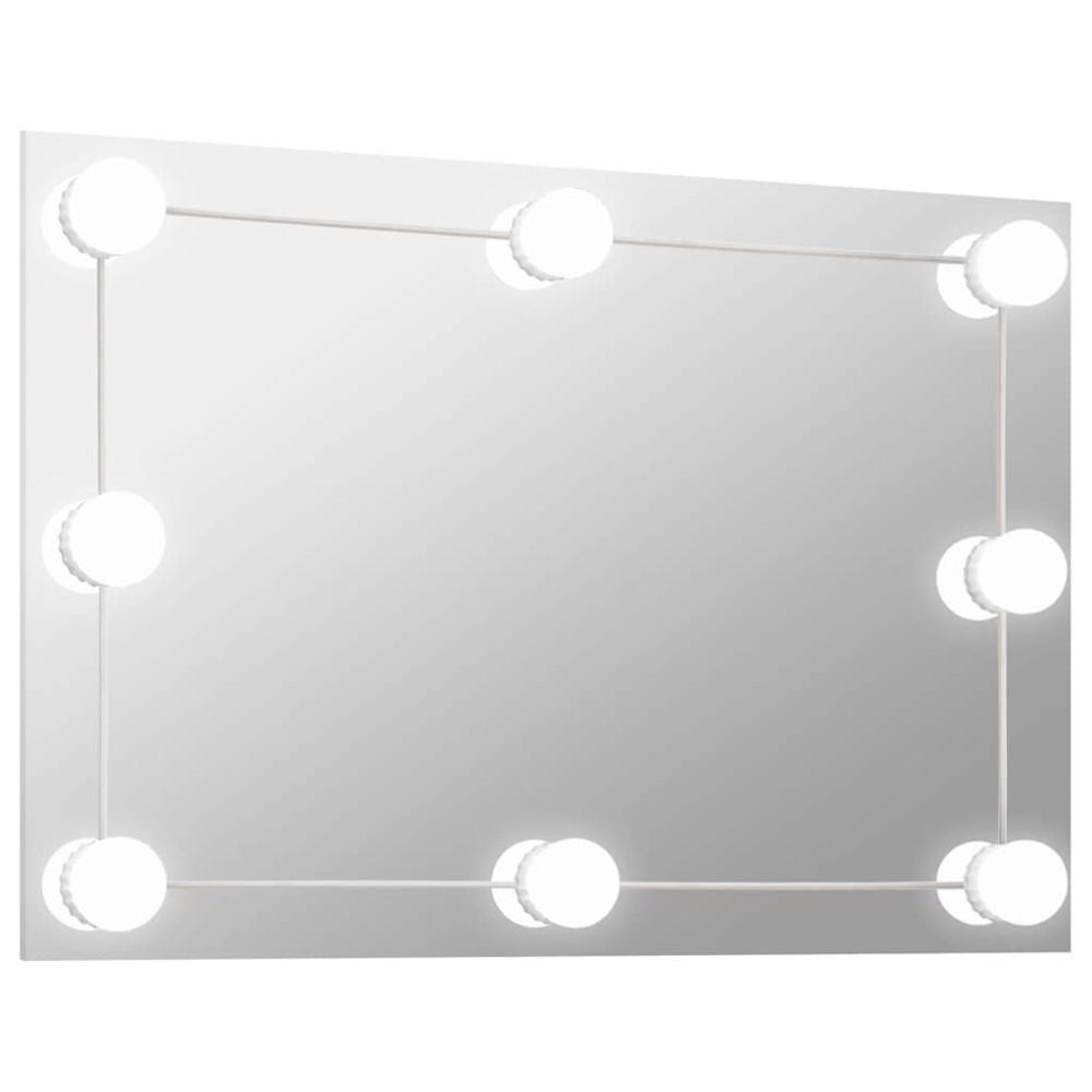 vidaXL Oglindă de perete cu lumini LED, sticlă, dreptunghiulară