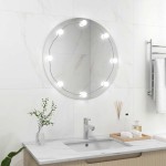 vidaXL Oglindă de perete cu lumini LED, sticlă, rotundă