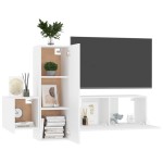 vidaXL Set dulapuri TV, 3 piese, alb, lemn prelucrat vidaXL Set dulapuri TV, 3 piese, alb, lemn prelucrat