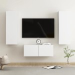 vidaXL Set dulapuri TV, 3 piese, alb, lemn prelucrat vidaXL Set dulapuri TV, 3 piese, alb, lemn prelucrat
