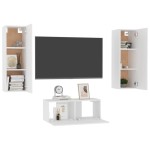 vidaXL Set dulapuri TV, 3 piese, alb, lemn prelucrat vidaXL Set dulapuri TV, 3 piese, alb, lemn prelucrat