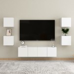 vidaXL Set dulapuri TV, 6 piese, alb, lemn prelucrat vidaXL Set dulapuri TV, 6 piese, alb, lemn prelucrat