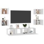 vidaXL Set dulapuri TV, 6 piese, alb, lemn prelucrat vidaXL Set dulapuri TV, 6 piese, alb, lemn prelucrat