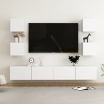 vidaXL Set dulapuri TV, 6 piese, alb, lemn prelucrat vidaXL Set dulapuri TV, 6 piese, alb, lemn prelucrat