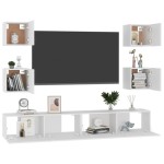 vidaXL Set dulapuri TV, 6 piese, alb, lemn prelucrat vidaXL Set dulapuri TV, 6 piese, alb, lemn prelucrat