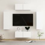 vidaXL Set dulapuri TV, 4 piese, alb, lemn prelucrat vidaXL Set dulapuri TV, 4 piese, alb, lemn prelucrat