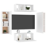 vidaXL Set dulapuri TV, 4 piese, alb, lemn prelucrat vidaXL Set dulapuri TV, 4 piese, alb, lemn prelucrat