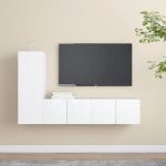 vidaXL Set dulapuri TV, 3 piese, alb, lemn prelucrat vidaXL Set dulapuri TV, 3 piese, alb, lemn prelucrat