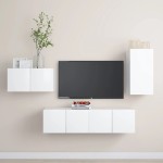 vidaXL Set dulapuri TV, 4 piese, alb, lemn prelucrat vidaXL Set dulapuri TV, 4 piese, alb, lemn prelucrat