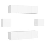 vidaXL Set dulapuri TV, 6 piese, alb, lemn prelucrat vidaXL Set dulapuri TV, 6 piese, alb, lemn prelucrat