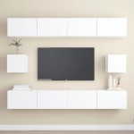 vidaXL Set dulapuri TV, 6 piese, alb, lemn prelucrat vidaXL Set dulapuri TV, 6 piese, alb, lemn prelucrat