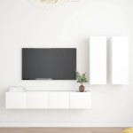 vidaXL Set dulapuri TV, 4 piese, alb, lemn prelucrat vidaXL Set dulapuri TV, 4 piese, alb, lemn prelucrat