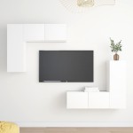 vidaXL Set dulapuri TV, 4 piese, alb, lemn prelucrat vidaXL Set dulapuri TV, 4 piese, alb, lemn prelucrat