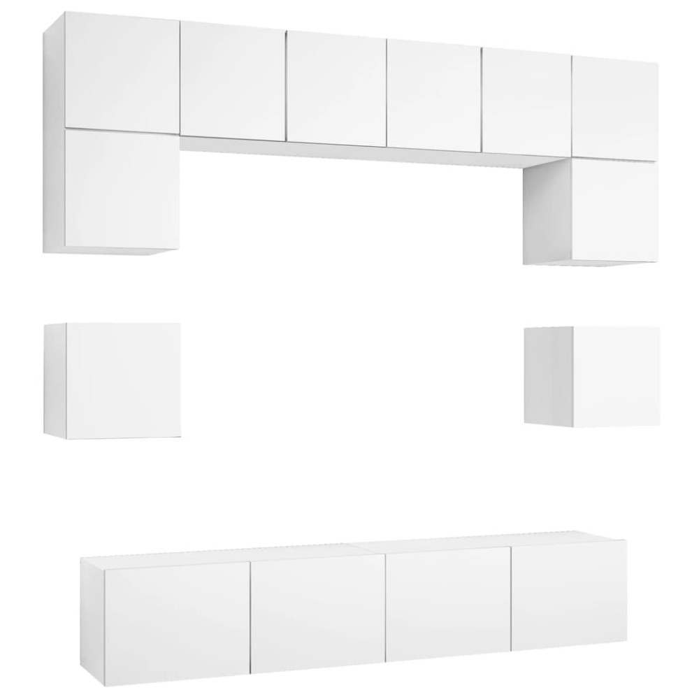 vidaXL Set dulapuri TV, 8 piese, alb, lemn prelucrat
