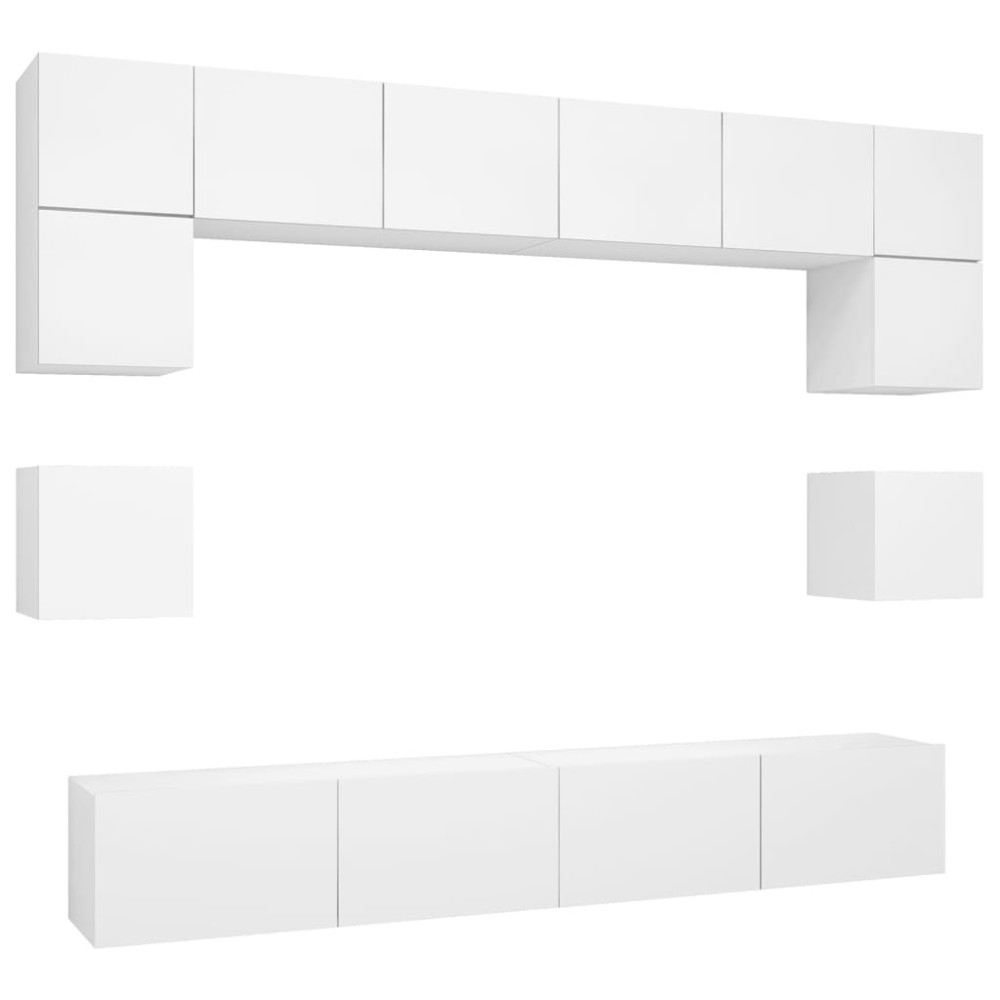 vidaXL Set dulapuri TV, 8 piese, alb, lemn prelucrat