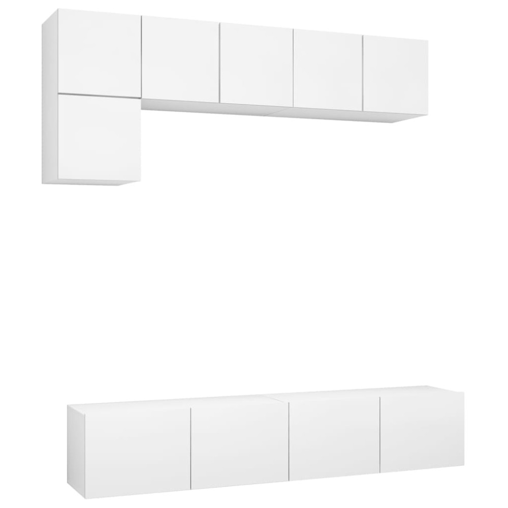 vidaXL Set dulapuri TV, 5 piese, alb, lemn prelucrat