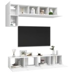 vidaXL Set dulapuri TV, 5 piese, alb, lemn prelucrat