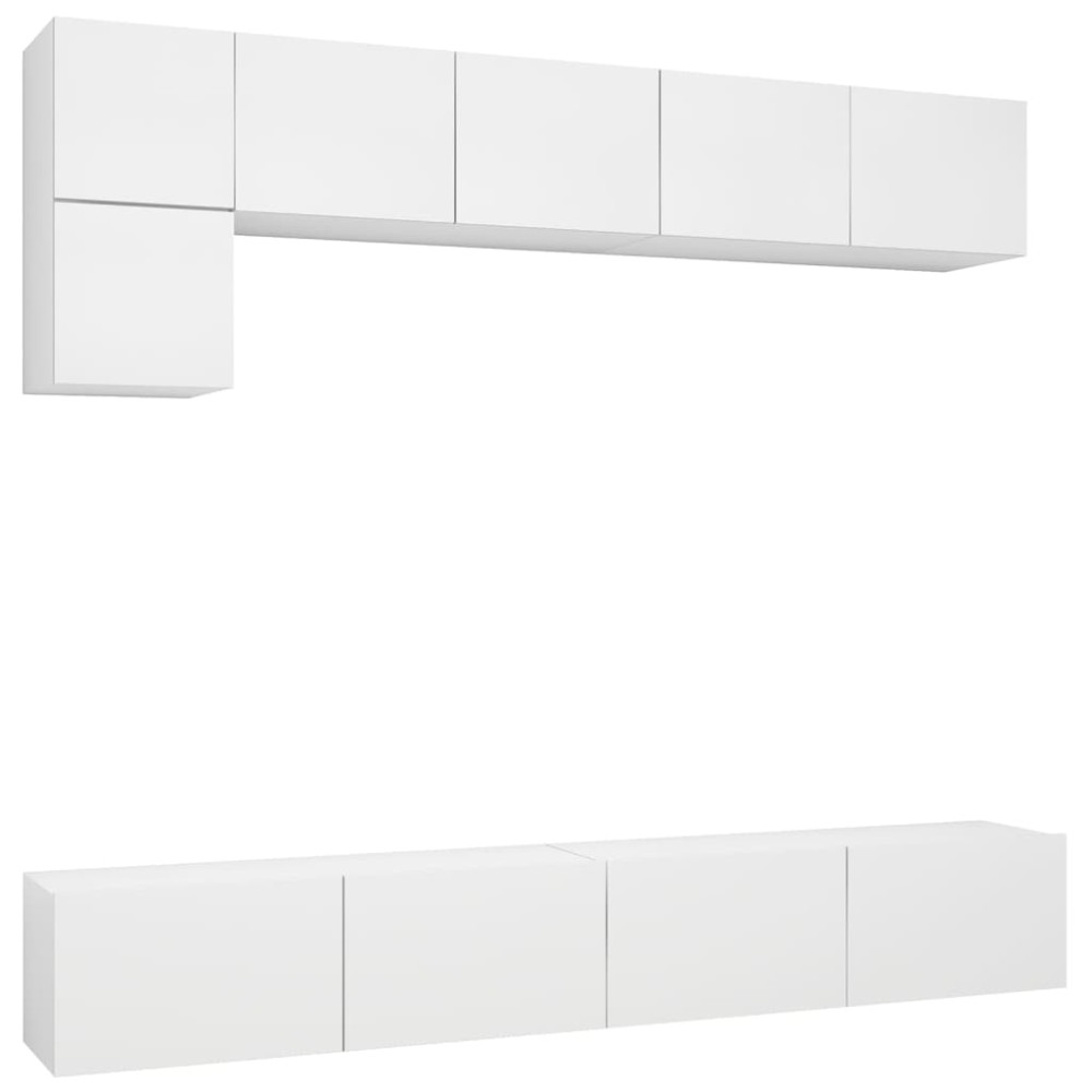 vidaXL Set dulapuri TV, 5 piese, alb, lemn prelucrat