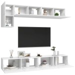 vidaXL Set dulapuri TV, 5 piese, alb, lemn prelucrat
