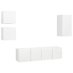 vidaXL Set dulapuri TV, 5 piese, alb, lemn prelucrat