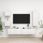 vidaXL Set dulapuri TV, 5 piese, alb, lemn prelucrat