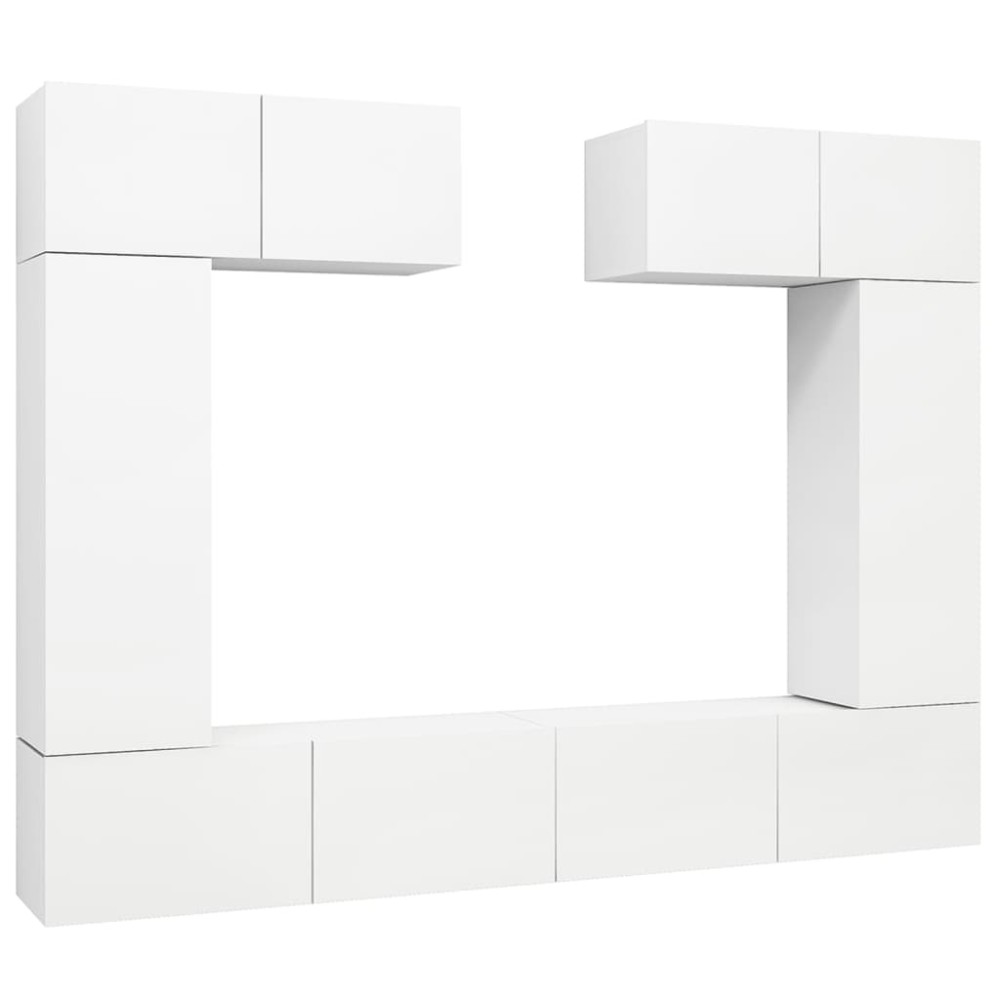 vidaXL Set dulapuri TV, 6 piese, alb, lemn prelucrat