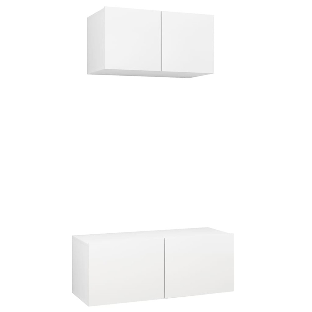 vidaXL Set dulapuri TV, 2 piese, alb, lemn prelucrat