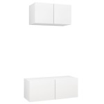 vidaXL Set dulapuri TV, 2 piese, alb, lemn prelucrat vidaXL Set dulapuri TV, 2 piese, alb, lemn prelucrat