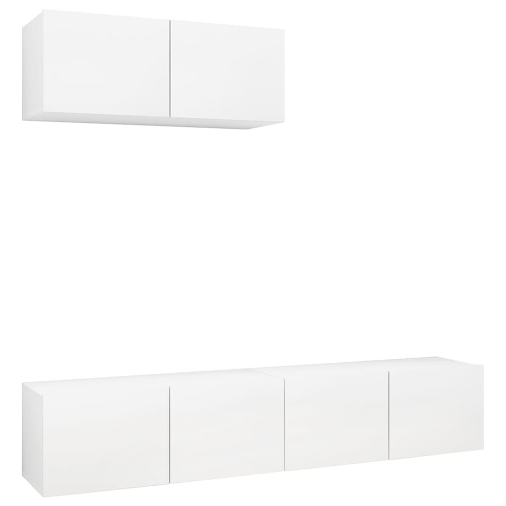 vidaXL Set dulapuri TV, 3 piese, alb, lemn prelucrat