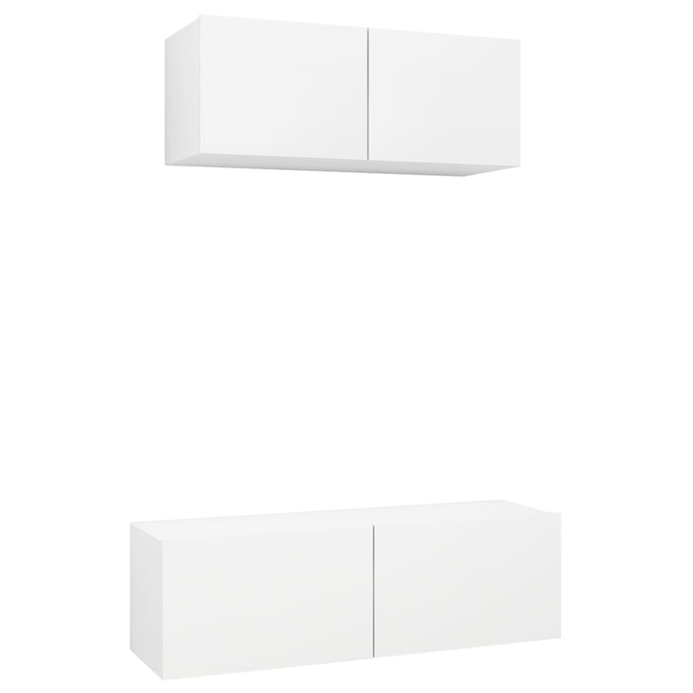 vidaXL Set dulapuri TV, 2 piese, alb, lemn prelucrat