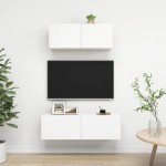 vidaXL Set dulapuri TV, 2 piese, alb, lemn prelucrat vidaXL Set dulapuri TV, 2 piese, alb, lemn prelucrat