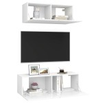 vidaXL Set dulapuri TV, 2 piese, alb, lemn prelucrat vidaXL Set dulapuri TV, 2 piese, alb, lemn prelucrat