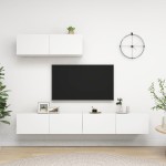 vidaXL Set dulapuri TV, 3 piese, alb, lemn prelucrat vidaXL Set dulapuri TV, 3 piese, alb, lemn prelucrat