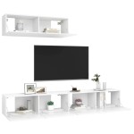 vidaXL Set dulapuri TV, 3 piese, alb, lemn prelucrat vidaXL Set dulapuri TV, 3 piese, alb, lemn prelucrat
