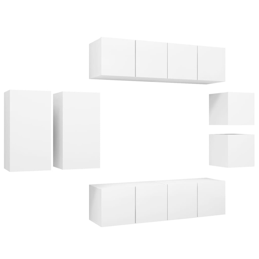 vidaXL Set dulapuri TV, 8 piese, alb, lemn prelucrat