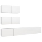 vidaXL Set dulapuri TV, 4 piese, alb, lemn prelucrat vidaXL Set dulapuri TV, 4 piese, alb, lemn prelucrat