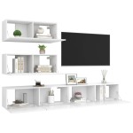 vidaXL Set dulapuri TV, 4 piese, alb, lemn prelucrat vidaXL Set dulapuri TV, 4 piese, alb, lemn prelucrat