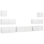 vidaXL Set dulapuri TV, 7 piese, alb, lemn prelucrat