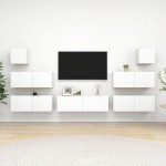 vidaXL Set dulapuri TV, 7 piese, alb, lemn prelucrat