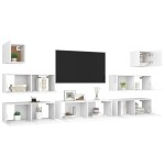 vidaXL Set dulapuri TV, 7 piese, alb, lemn prelucrat